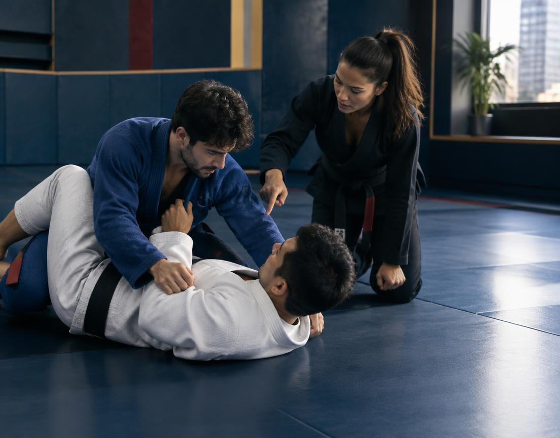 Brazilian jiu-jitsu class on the mats
